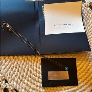 David Yurman Silver Necklace with Turquoise Pendant, 8mm petite chtl.